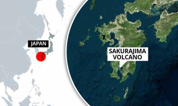 Le volcan est situé sur l'île de Kyushu