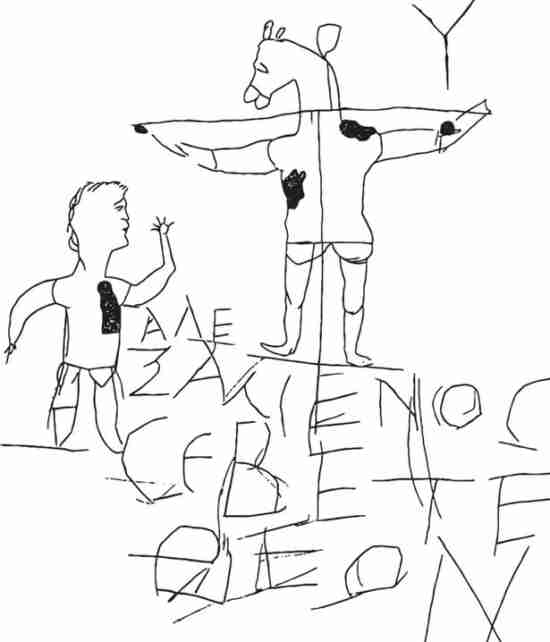 Illustration de la première crucifixion remontant au 2ème siècle
