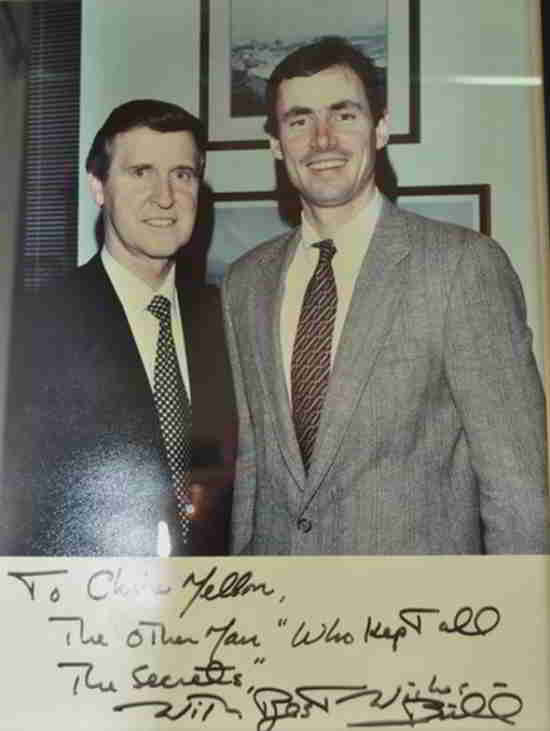 Chris Mellon (à droite) et l'ancien secrétaire de la Défense Bill Cohen en 1995.