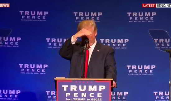 Trump essaye de regarder dans la foule