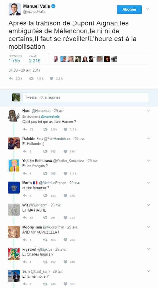 Manuel Valls incendié sur Twitter