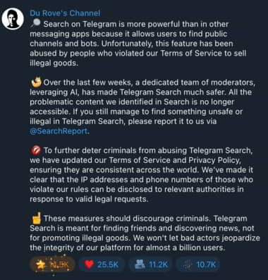 telegram texte